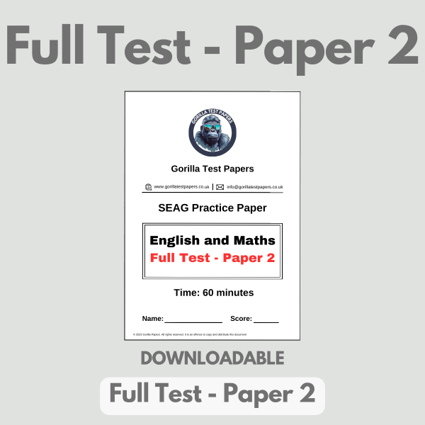 DOWNLOADABLE - Full Test 2 – Paper, Answers, Worked Solutions and Answer Sheet