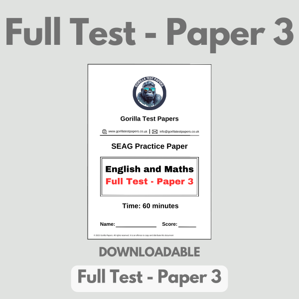 DOWNLOADABLE - Full Test 3 – Paper, Answers, Worked Solutions and Answer Sheet