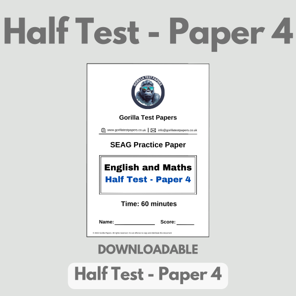 DOWNLOADABLE - Half Test 4 – Paper, Answers, Worked Solutions and Answer Sheet