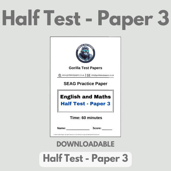 DOWNLOADABLE - Half Test 3 – Paper, Answers, Worked Solutions and Answer Sheet