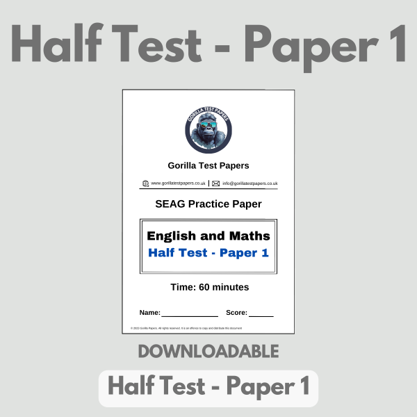 DOWNLOADABLE - Half Test 1 – Paper, Answers, Worked Solutions and Answer Sheet